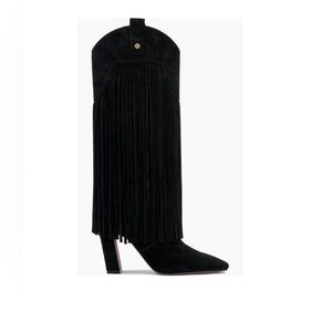 Black Fringe Suede Boots